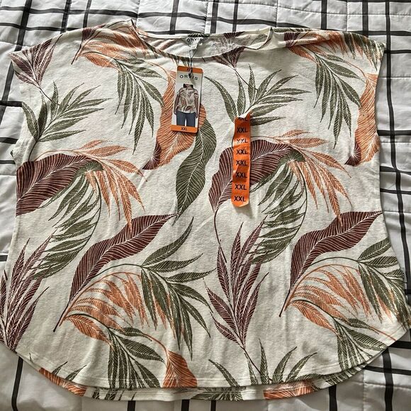 NWT Orvis Linen Blend Womens Sz 2X XX-Large Top Fern Plant Boho Cottagecore - Picture 1 of 5